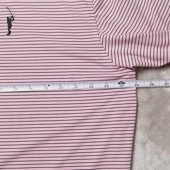 Peter Millar Pink Black Striped Summer Comfort Polo Shirt Mens Size XL - Picture 7 of 15